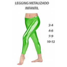 Leggins metalizados verde infantil